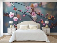 Fotobehang bloeiende Japanse kers - Sakura - slaapkamer